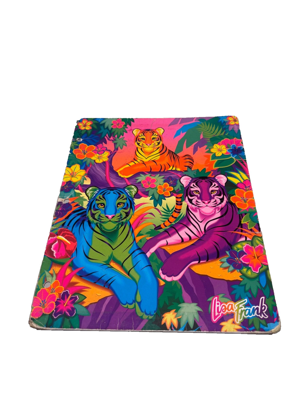 Vintage Lisa Frank 3 Tigers Folder Rare HTF Colorful Jungle Floral 90s Y2K